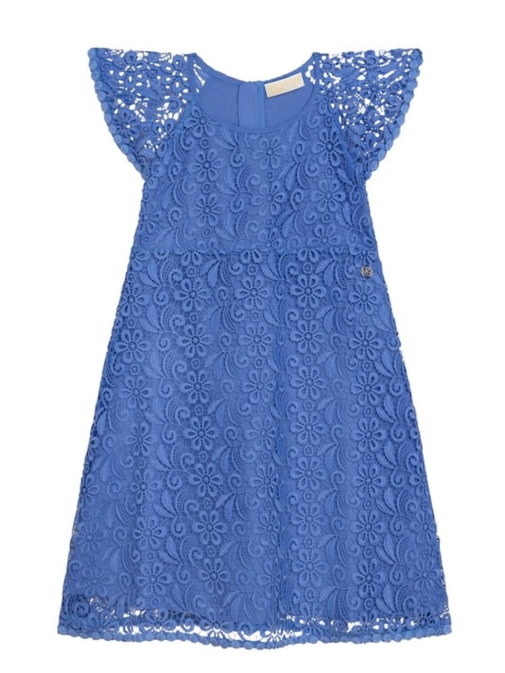 Michael Kors Blue Lace Flutter-Sleeve Dress